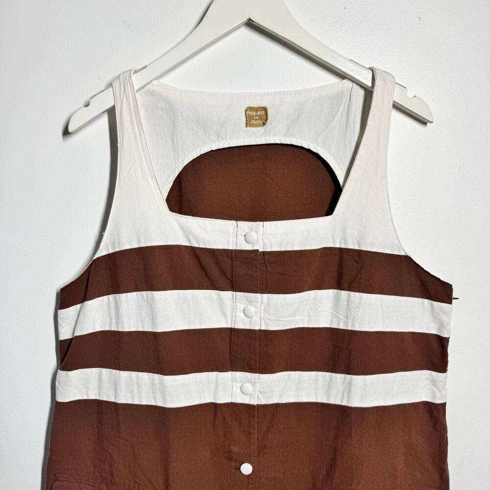 Free People St. Tropez Tunic Mini Dress Women L Umber Earth Combo Boho Coastal - Picture 4 of 8